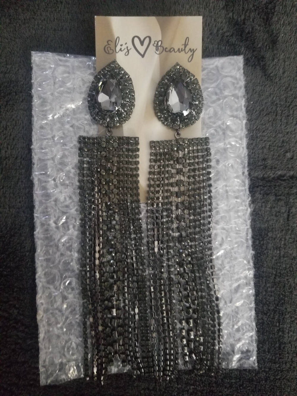 Crystal Teardrop Fringe Statement Earrings